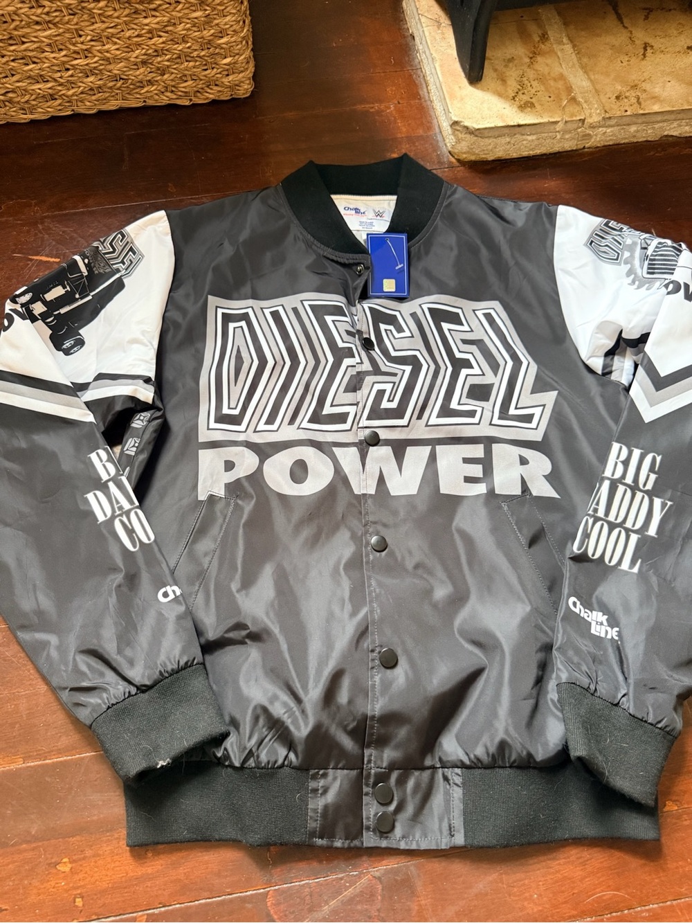 WWE Chalkline DIESEL Wrestling Black & Gray Graphic Bomber Jacket